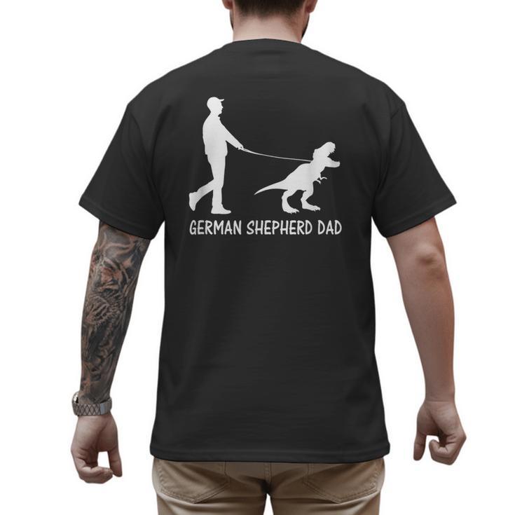 German Shepherd Dad Dinosaur GSD Owners Father's Day Men's Back Print T-Shirt