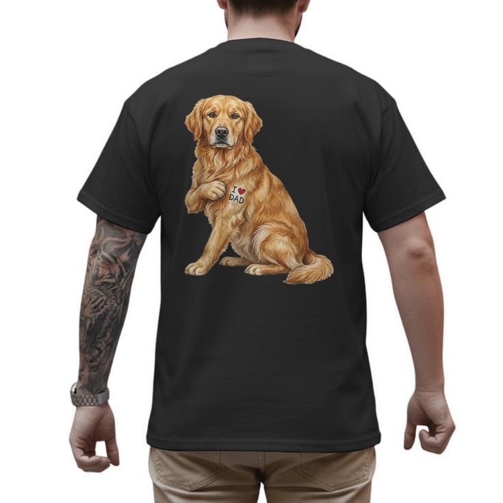 Golden Retriever I Love Dad Dog Dad Father's Day Men's Back Print T-Shirt