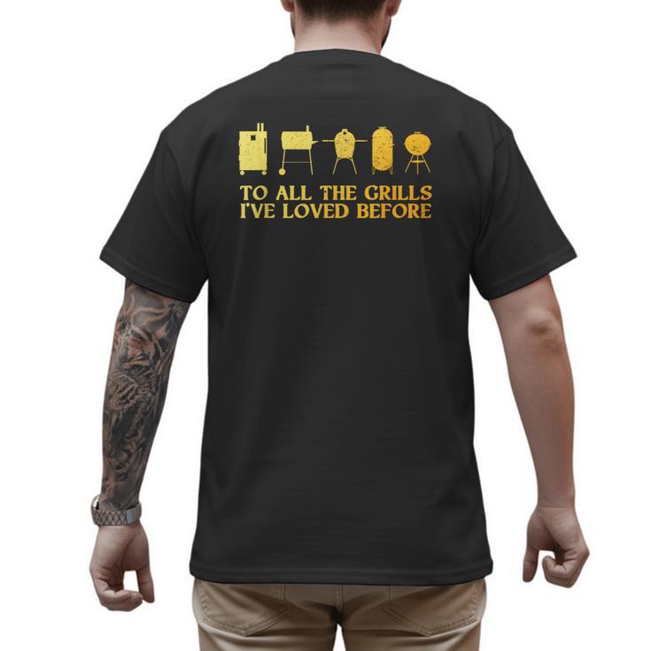 Grilling Art For Men Dad Barbecue Meat Smoking BBQ Men's Back Print T-Shirt