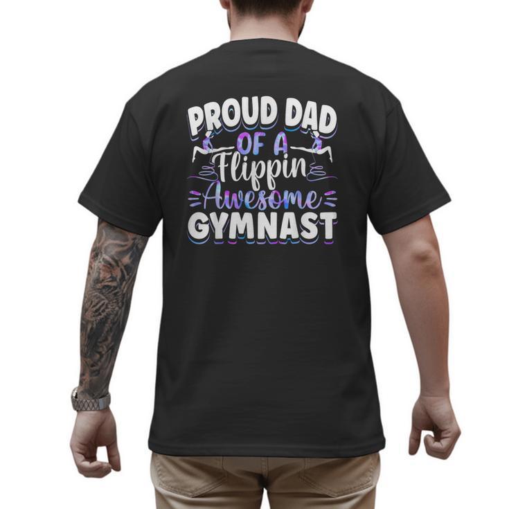 Gymnastics Watercolor Proud Dad Of A Flippin Awesome Gymnast Men's Back Print T-Shirt