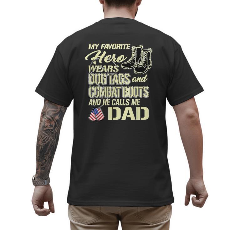 Hero Wears Dog Tags Combat Boots Proud Army Dad Father Men's Back Print T-Shirt