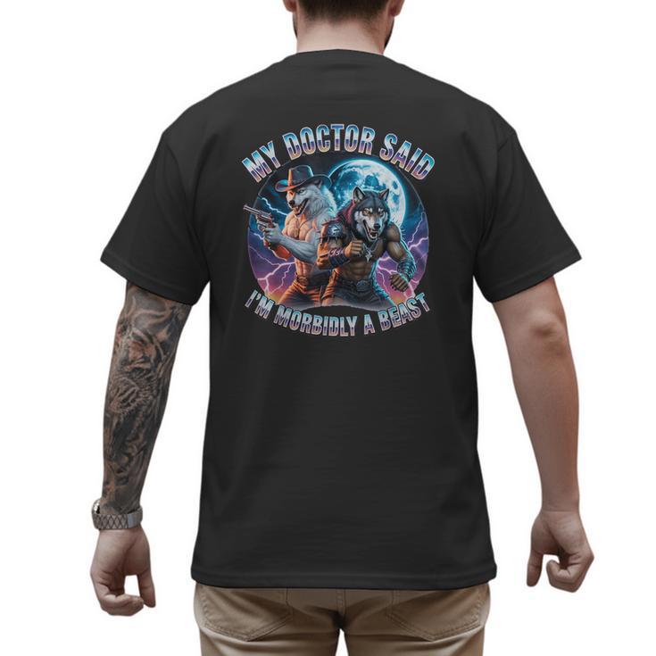 I'm A Beast Alpha Man Alpha Wolves Jokes Dad Papa Alpha Wolf Men's Back Print T-Shirt