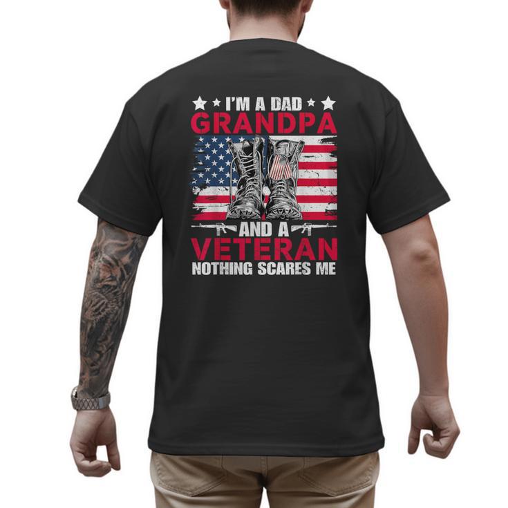 I'm A Dad Grandpa And Veteran Papa Grandpa Fathers Day Men Men's Back Print T-Shirt