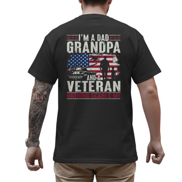 I'm A Dad Grandpa And Veteran Retro Papa Grandpa Men's Back Print T-Shirt