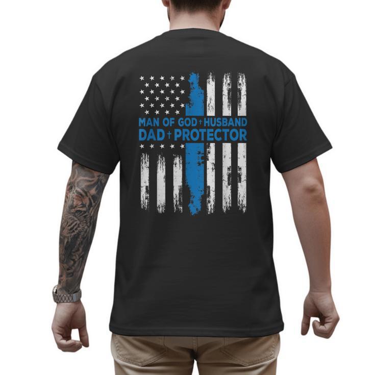 Jesus God Religious Man Of God Husband Dad Protector Men's Back Print T-Shirt