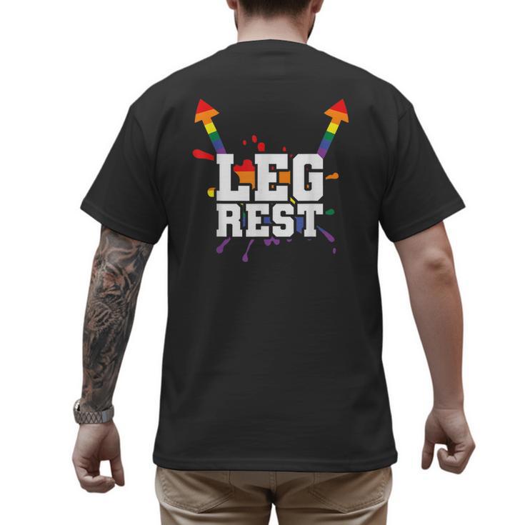Leg Rest Naughty Dad Joke Vagitarian Lesbian Men's Back Print T-Shirt