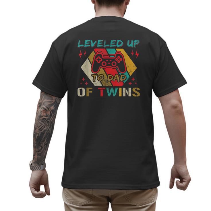 Leveled Up To Dad Of Twins Video Gamer Gaming Men's Back Print T-Shirt