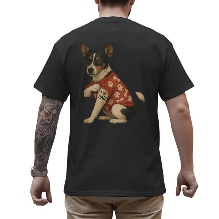 I Love Dad Tattoo Rat Terrier Dad Men's Back Print T-Shirt