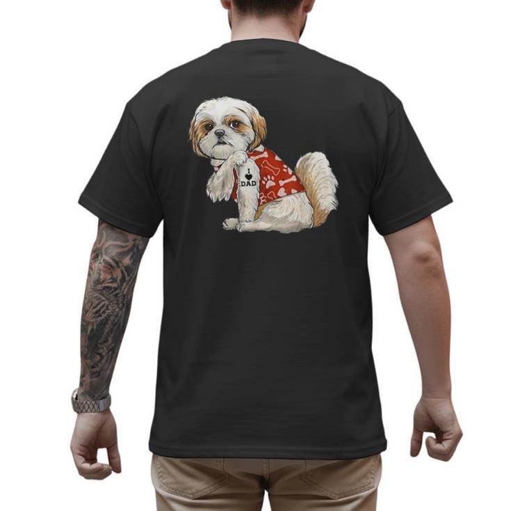 I Love Dad Tattoo Shih Tzu Dad Father's Day Men's Back Print T-Shirt