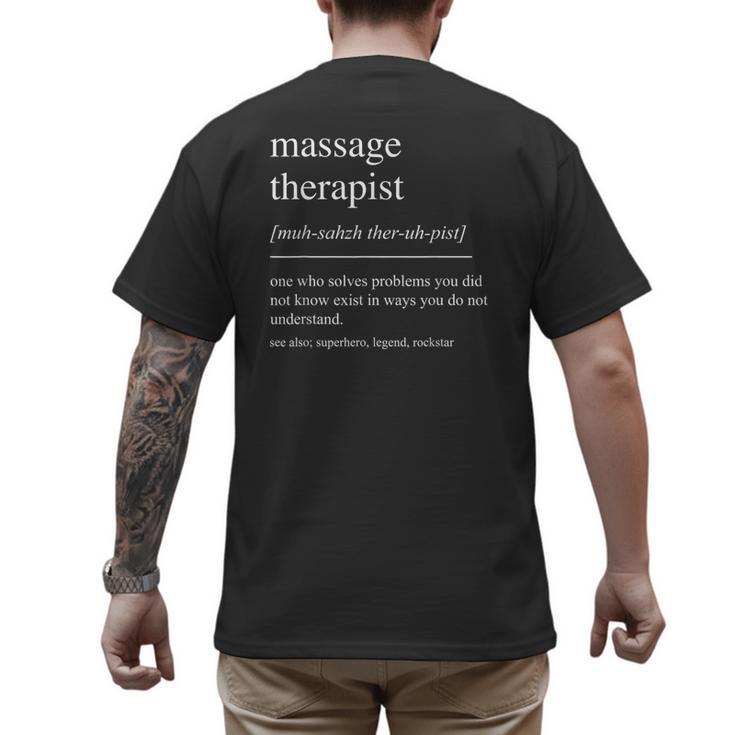 Massage Therapist Definition Women Mom Dad Men's Back Print T-Shirt