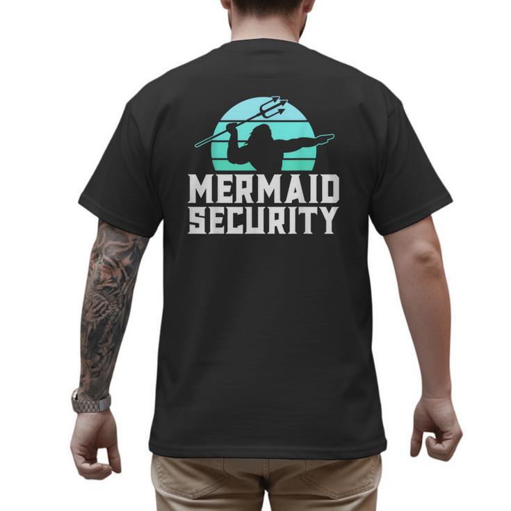 Mermaid Security Shirt Boys Swimmer Dad Merdad Trident Men's Back Print T-Shirt