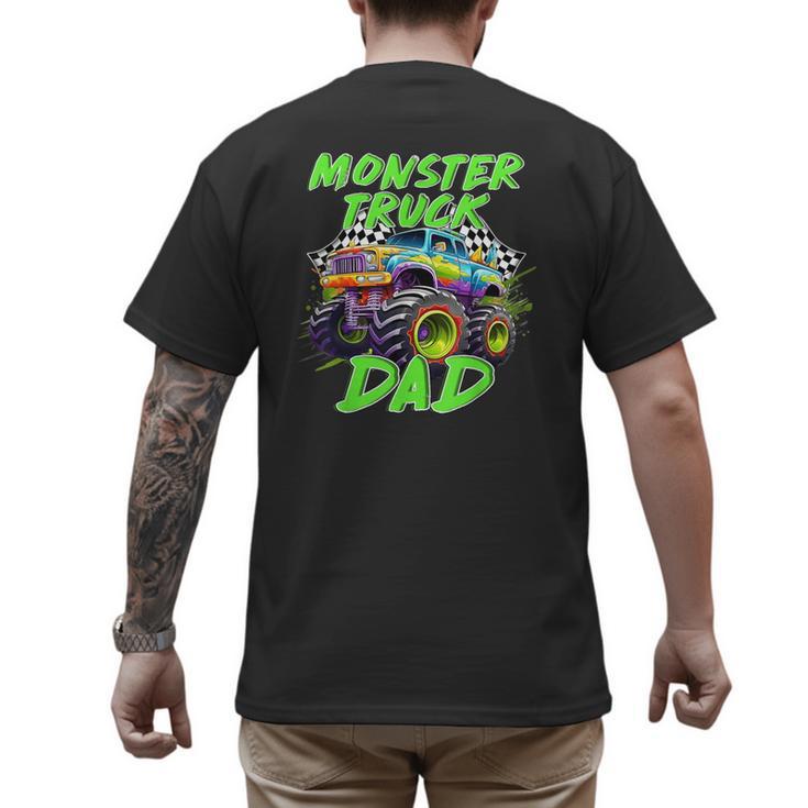 Monster Truck Dad Family Matching Birthday Party Fathers Day Men's Back Print T-Shirt