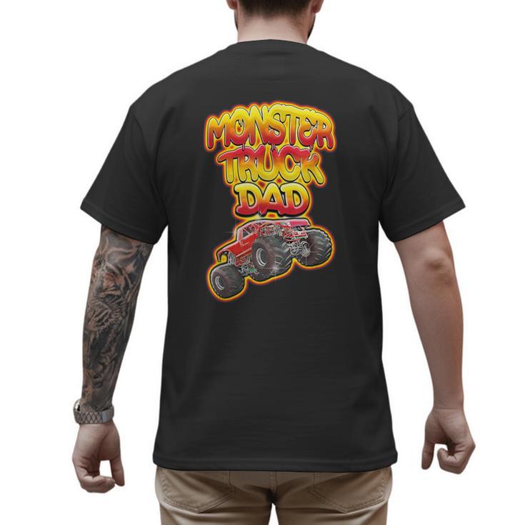 Monster Truck Dad Hot Red Graffiti Style Men's Back Print T-Shirt