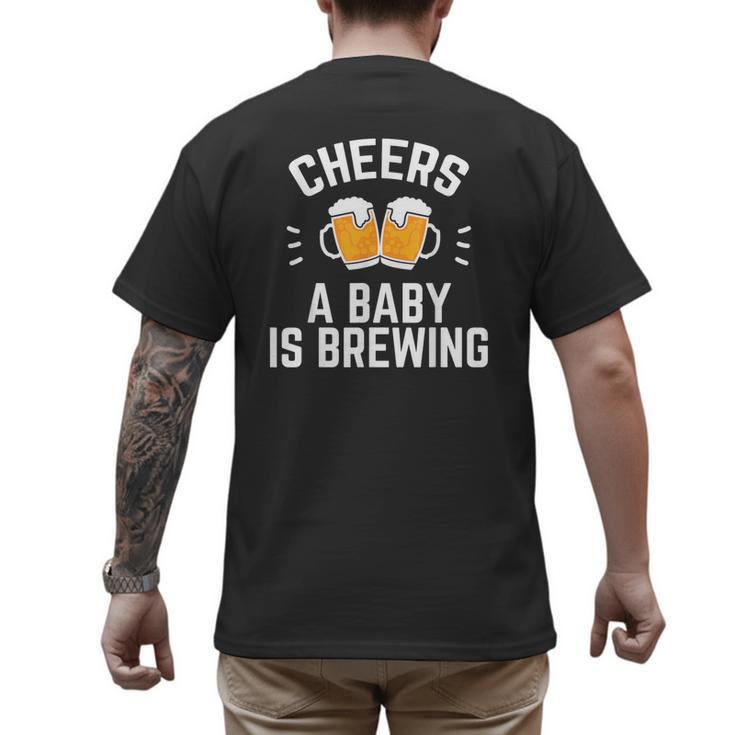 New Dad Baby Shower Cheers A Baby Is Brewing Men's Back Print T-Shirt