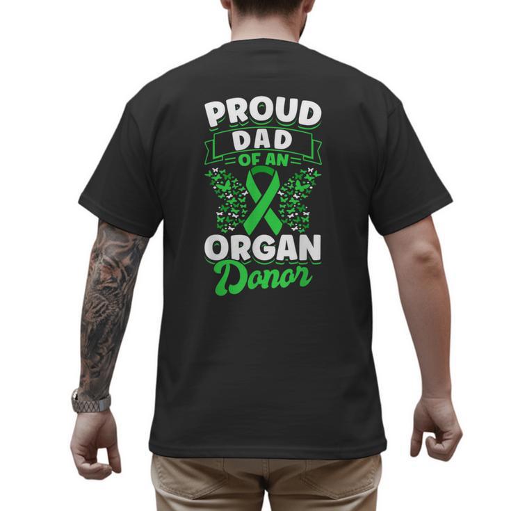 Organ Donation Green Ribbon Proud Dad Of An Organ Donor Men's Back Print T-Shirt