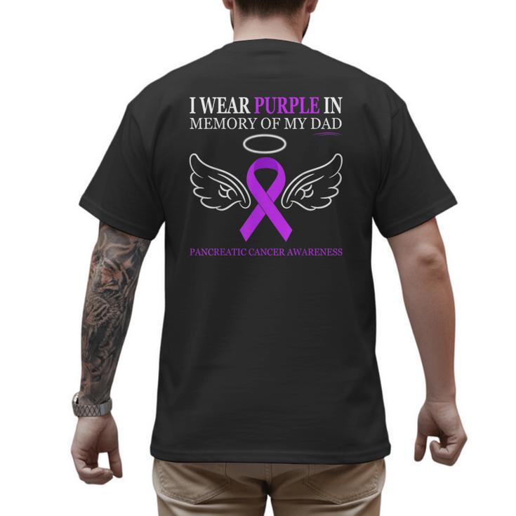 Pancreatic Cancer I Wear Purple In Memory Of My Dad Men's Back Print T-Shirt