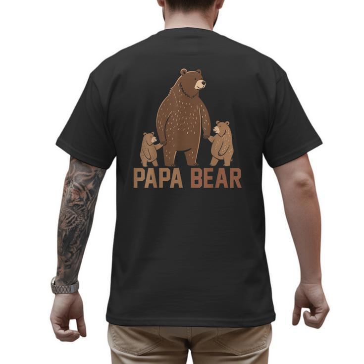 Papa Bear Dad Two Cubs Daddy Bear 2 Kids Father's Day Men's Back Print T-Shirt