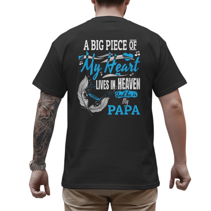 My Papa Lives In Heaven Shirt Memorial Day Papa Dad Grandpa Men's Back Print T-Shirt
