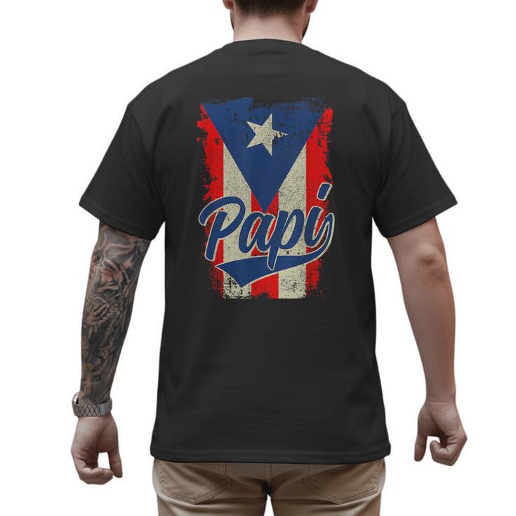 Papi Puerto Rican Dad Puerto Rico Pride Boricua Father's Day Men's Back Print T-Shirt