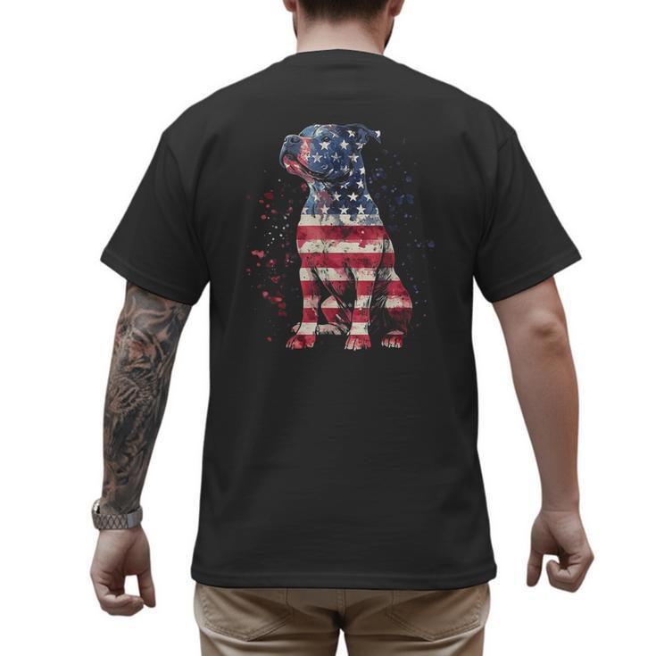 Patriotic Pitbull American Flag 4th Of July Dog Pitbull Dad Men's Back Print T-Shirt