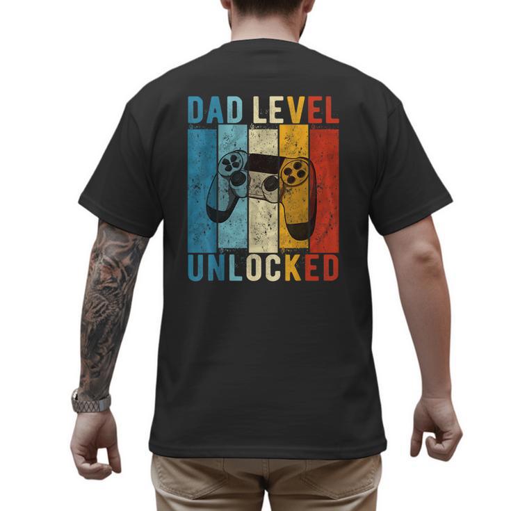 Pregnancy Announcement Dad Level Unlocked New Daddy Father Men's Back Print T-Shirt