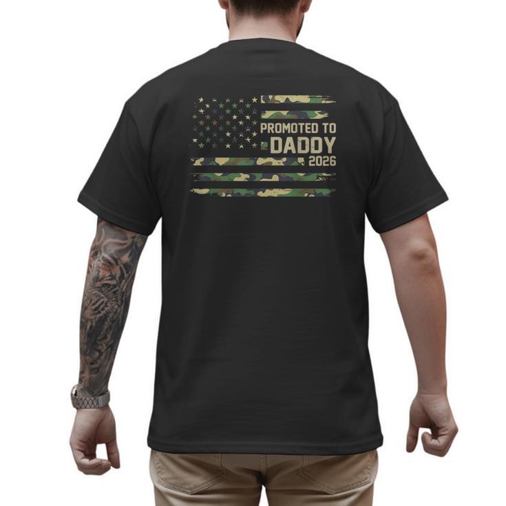 Promoted To Daddy Est 2026 Camo USA Flag New Dad 2026 Men's Back Print T-Shirt