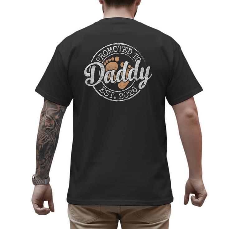 Promoted To Daddy Est 2026 Stamp First Time Dad To Be Men's Back Print T-Shirt