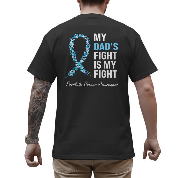 Prostate Cancer Awareness Light Blue Ribbon Dad Survivor Men's Back Print T-Shirt