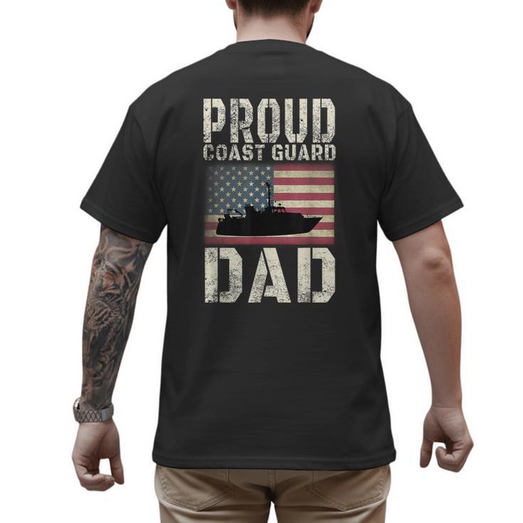Proud Coast Guard Dad USCG American Flag T-Shirt Men's Back Print T-Shirt