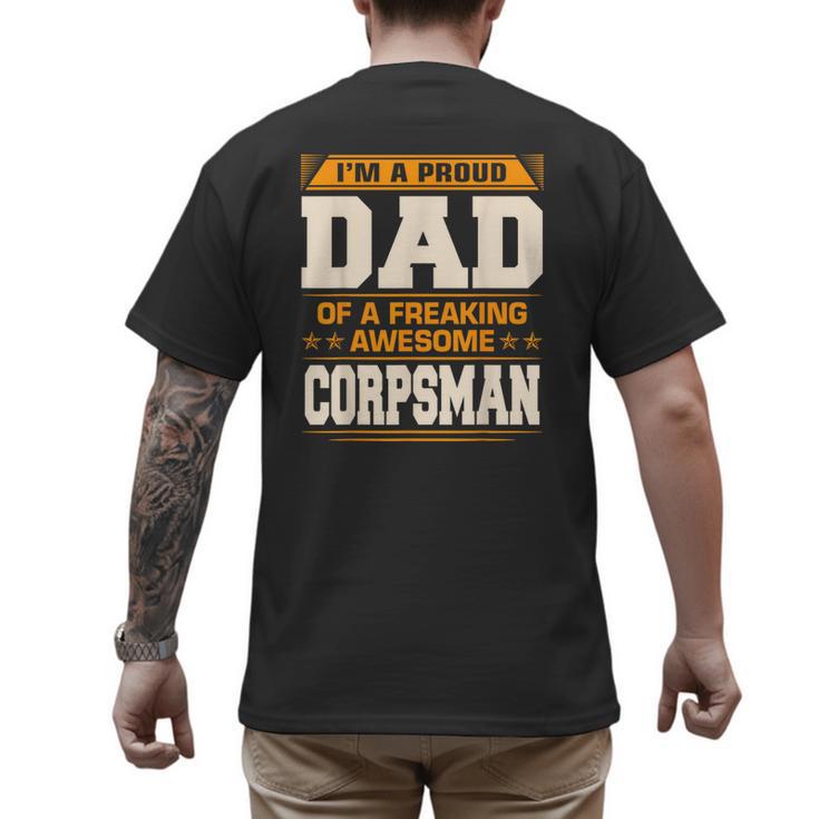 Proud Dad Of Awesome Corpsman Father's Day Men's Back Print T-Shirt
