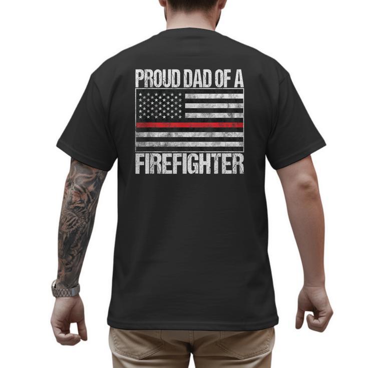 Proud Dad Of a Firefighter Fireman Parent Men's Back Print T-Shirt