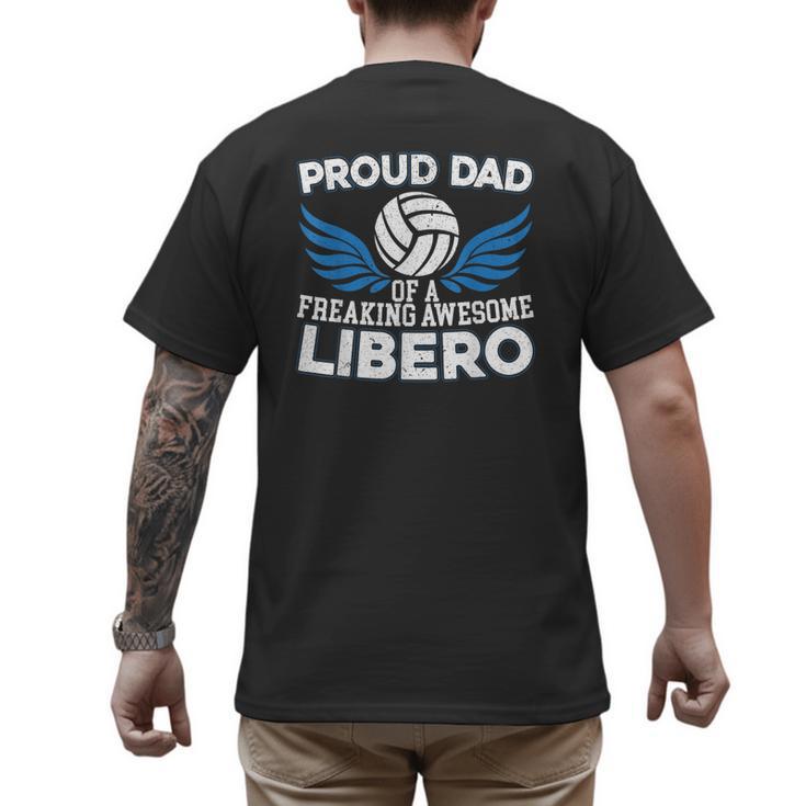 Proud Dad Of A Freaking Awesome Libero Volleyball Father Men's Back Print T-Shirt