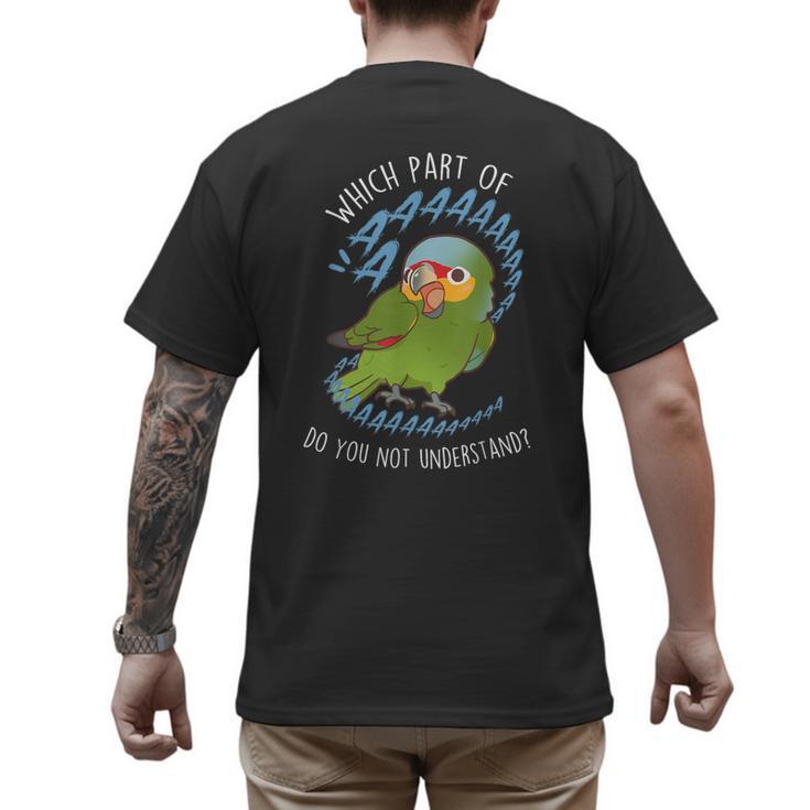 Red-Lored Amazon Parrot Aaaa Cute Pet Bird Mom Dad Men's Back Print T-Shirt