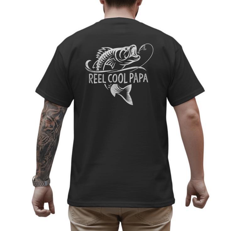 Reel Cool Papa Fishing Dad Father's Day Fisherman Fish Men's Back Print T-Shirt