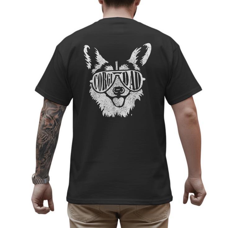 Retro Corgi Dad Dog Owner Pet Welsh Corgi Fathers Day Men's Back Print T-Shirt