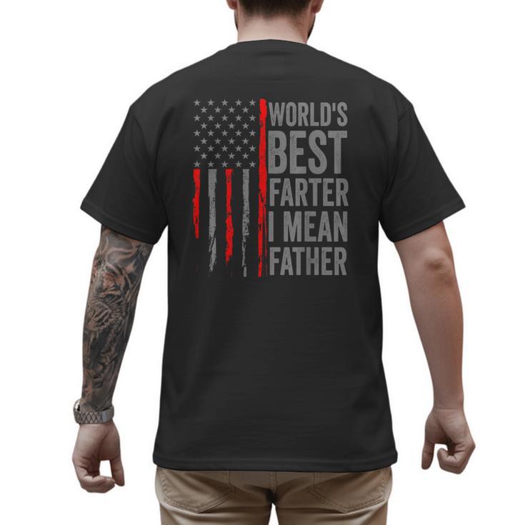 Retro Dad World's Best Farter I Mean Father Vintage Flag Usa Men's Back Print T-Shirt