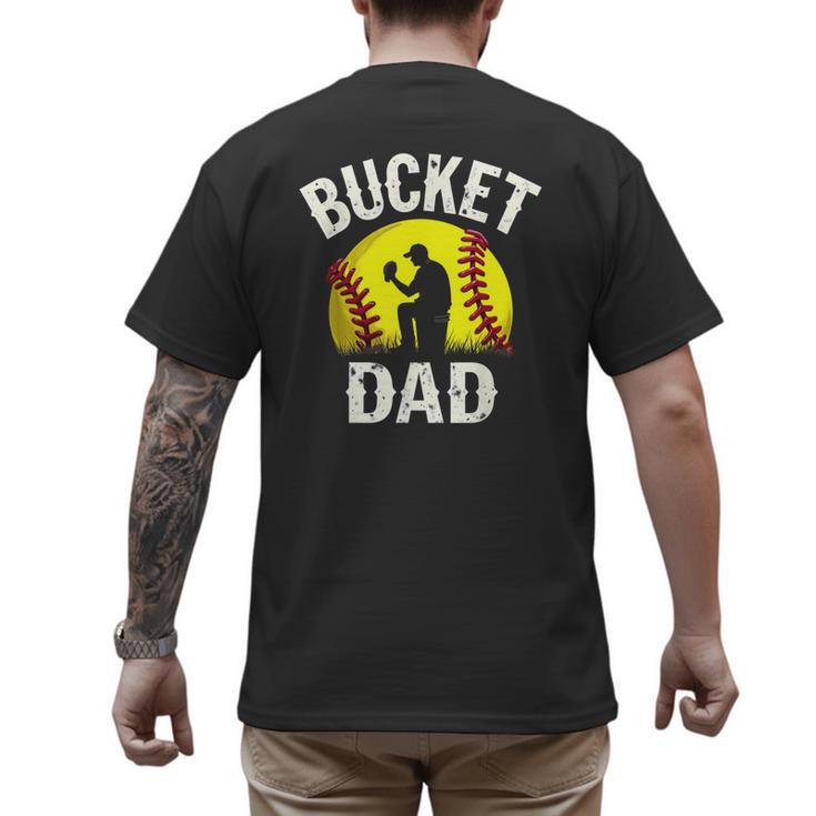 Retro Daddy Bucket Dad Softball Girl Men's Back Print T-Shirt