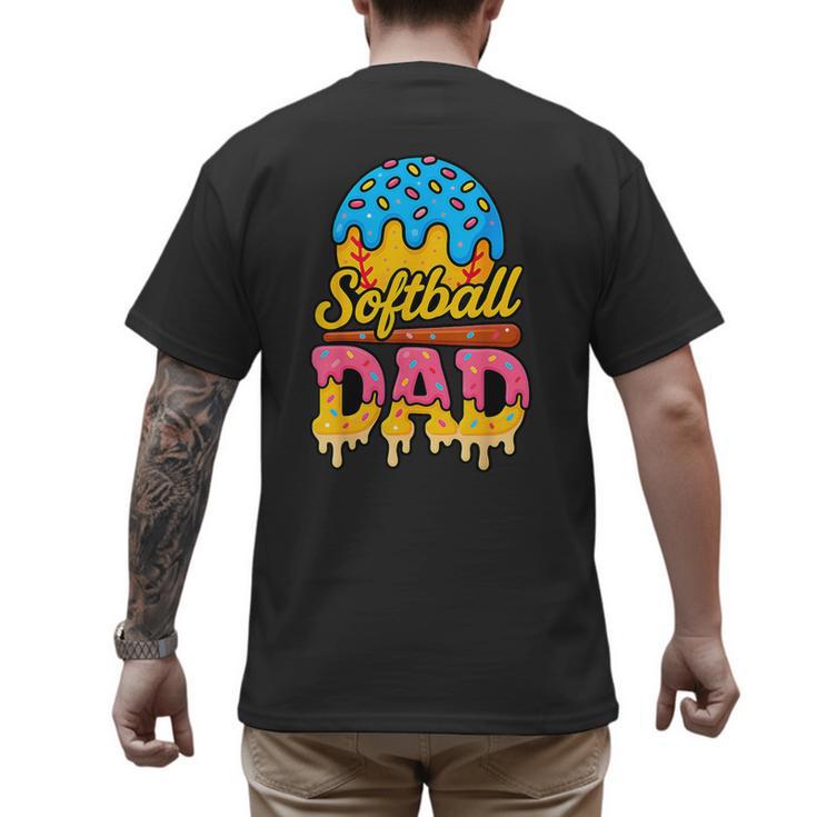 Retro Ice Cream Drip Softball Dad Game Day Dad Father's Day Men's Back Print T-Shirt