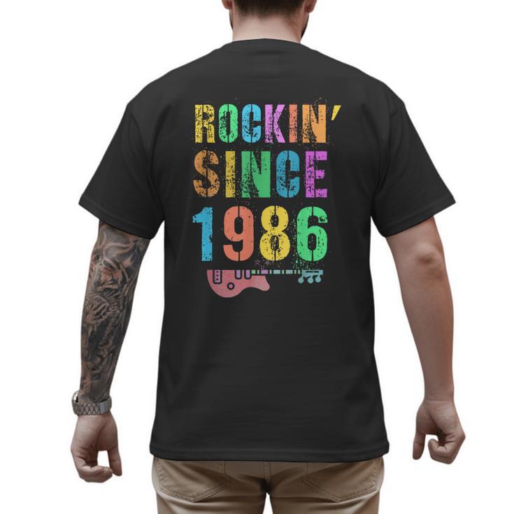 Rockin' Since 1986 Vintage Rockstar 40th Birthday Mom Dad 40 Men's Back Print T-Shirt