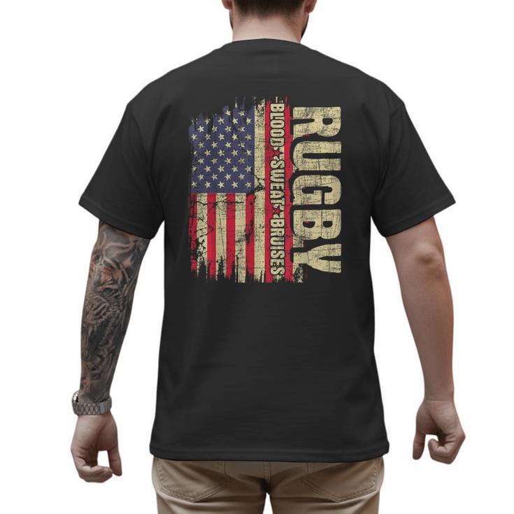 Rugby Blood Sweat Bruises Rugby Player Coach Dad Mom Men's Back Print T-Shirt