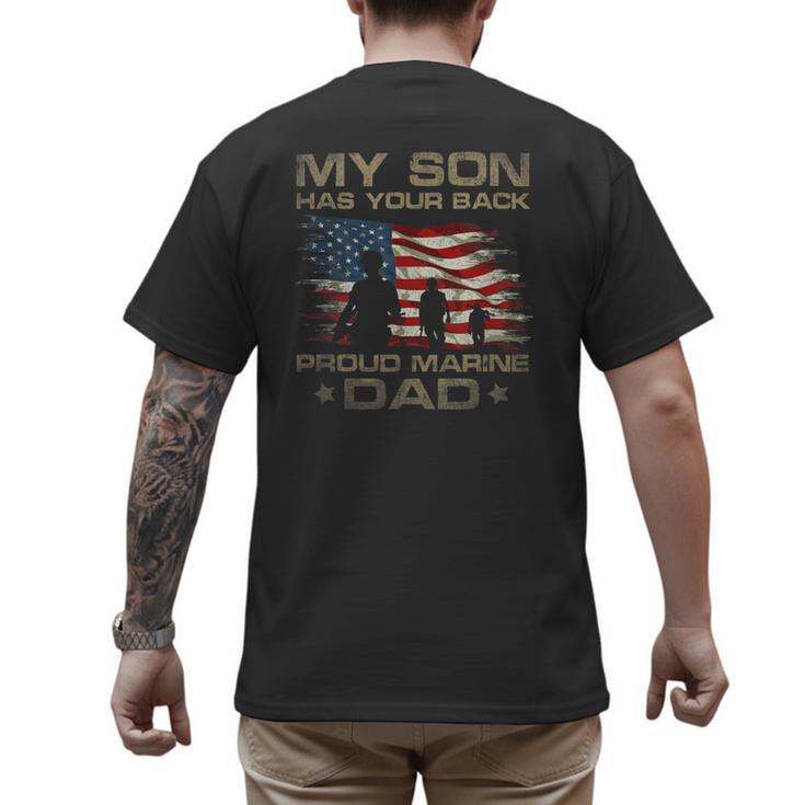 My Son Has Your Back Marine Dad Camouflage Men's Back Print T-Shirt