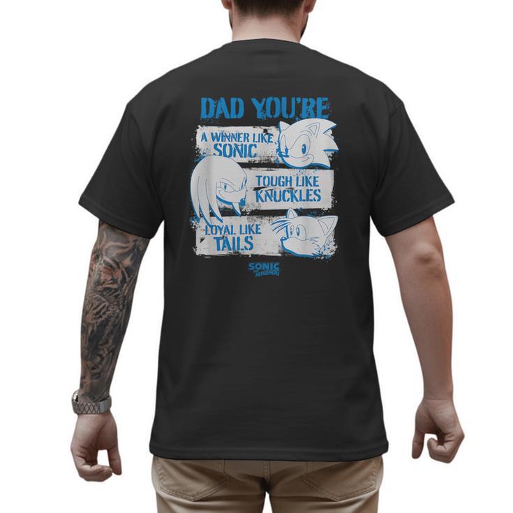 Sonic The Hedgehog Father's Day Dad Qualities Distressed Men's Back Print T-Shirt