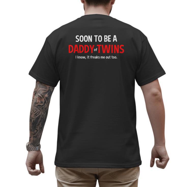 Soon To Be A Daddy Of Twins Expecting Father Men's Back Print T-Shirt