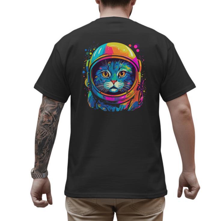 Space Cat Mom Cat Dad Men Women Kids Astronaut Space Men's Back Print T-Shirt
