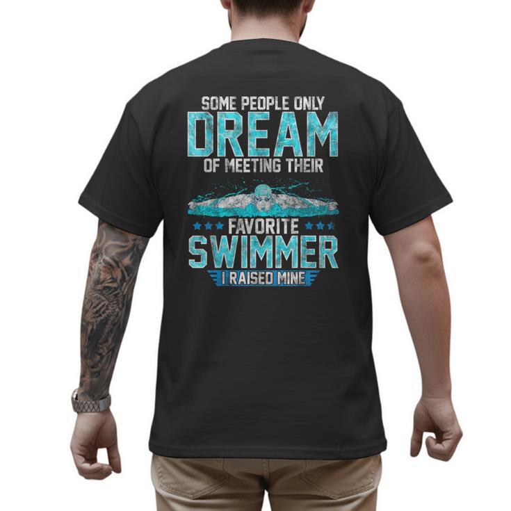 Swimming Parent Swimmer Mom Dad My Favorite Swim Meet Men's Back Print T-Shirt