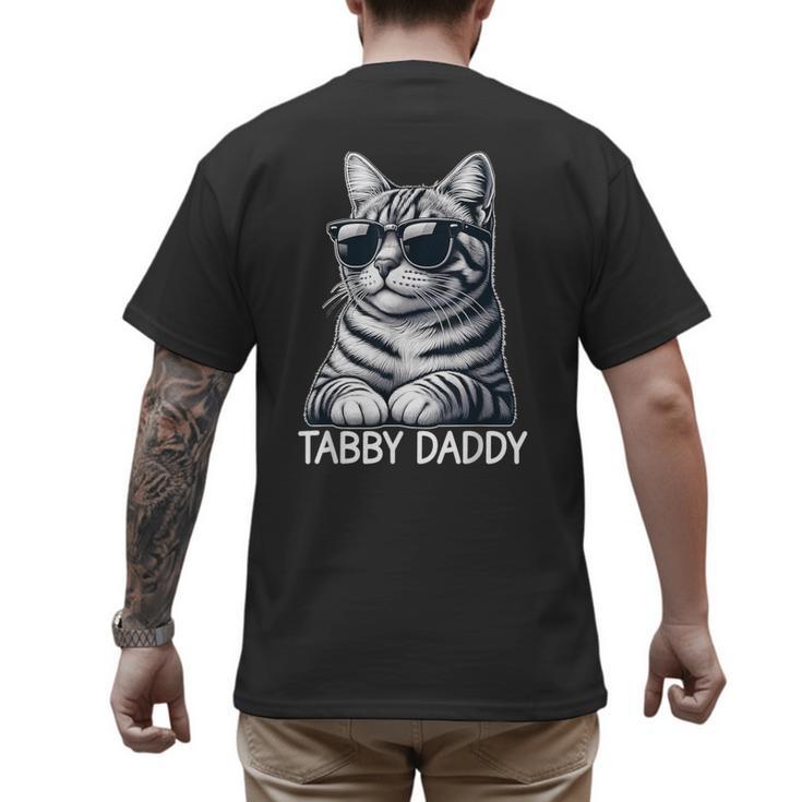 Tabby Daddy Cat Dad Graphic Grey Tabby Cat Lover Men's Back Print T-Shirt
