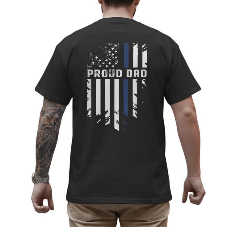 Thin Blue Line Proud Dad Police Family T-Shirt Men's Back Print T-Shirt