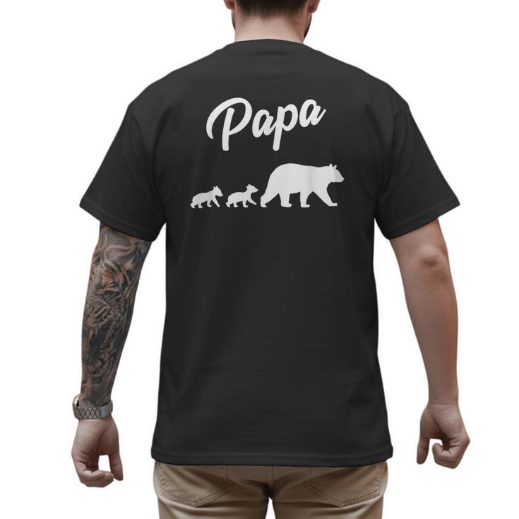Twin Dad Papa Bear Two Cubs 2 Kids Men's Back Print T-Shirt