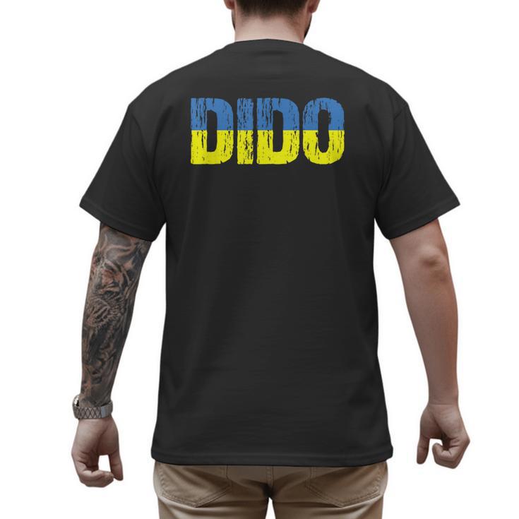 Ukrainian Dido Grandfather Dad Ukraine Flag Distressed Men's Back Print T-Shirt