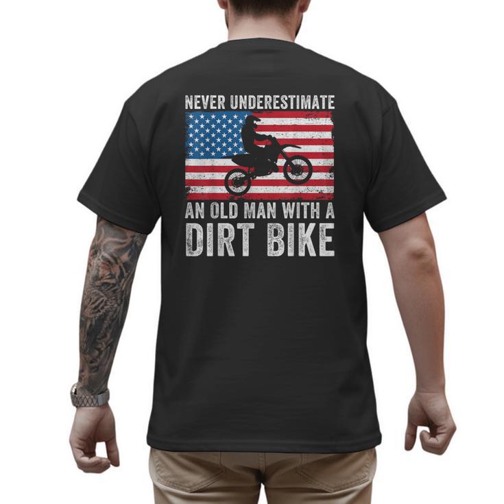 Never Underestimate An Old Man With A Dirt Bike Grandpa Dad Men's Back Print T-Shirt